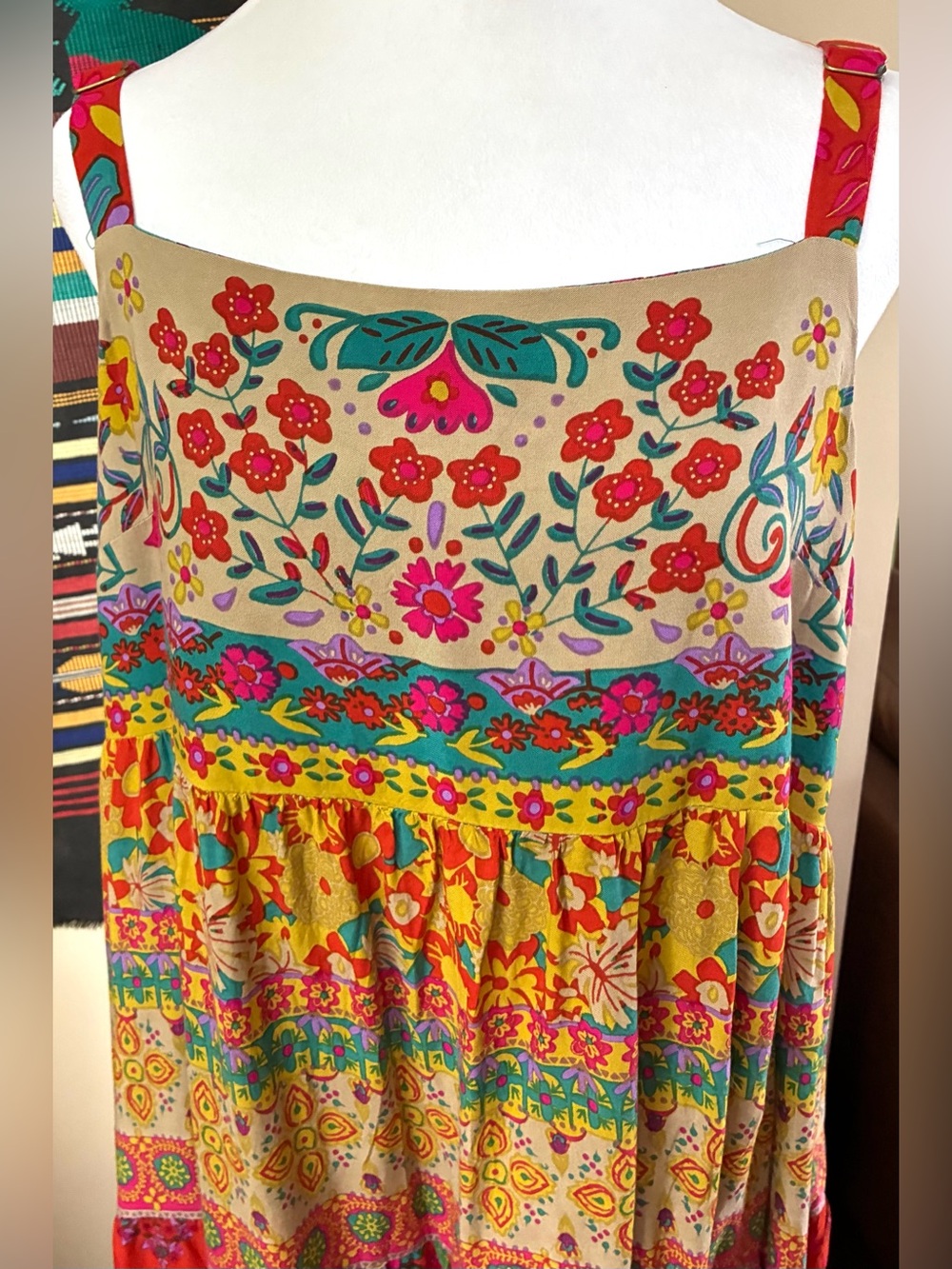 NWT Natural Life Patricia Boho Patchwork Floral Maxi Dress Size XL Hippy - Picture 2 of 9